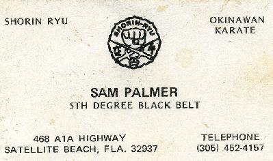 Renshi Palmer's business card circa 1974